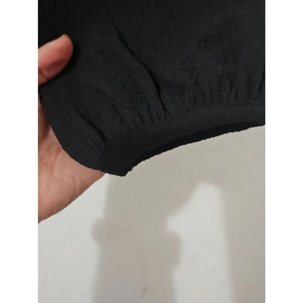 Madewell Black Square-Neck Puff Sleeve Top Size Small